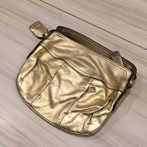 Dkny gold leather satchel